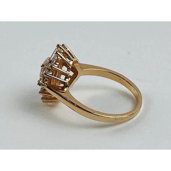 Cluster Waterfall Ring Size 9 w/ Clear Rhinestones Rose Gold tone Costume Faux - Picture 15 of 16